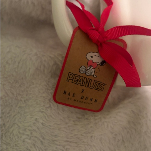 Rae Dunn Peanuts Snoopy Valentine Double-Sided Love Mug Pink Handle NWT - Picture 4 of 5